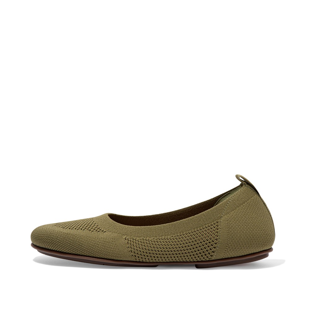 Fitflop Womens Ballet Flats Olive Green - Allegro Airyknit - FW1930267